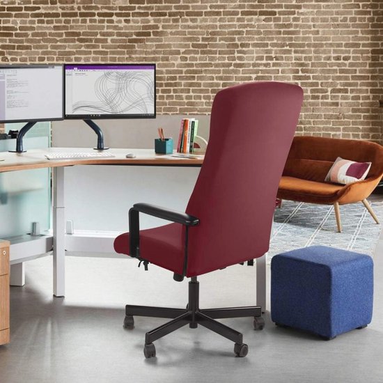 Elastische Bureaustoelhoes Set van 2 - Moderne Stoelbekleding voor Draaistoelen - Wasbaar en Duurzaam - Wijnrood — afbeelding 4