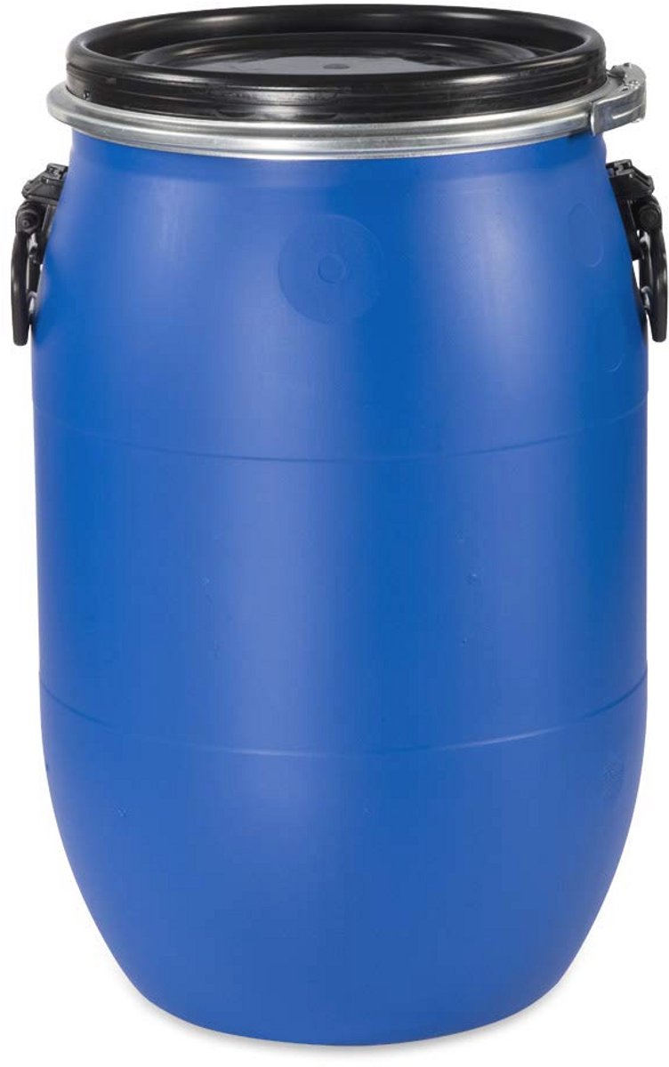 60L brede hals deksel met klemring - Dicht afsluitbaar in blauw, groen of zwart