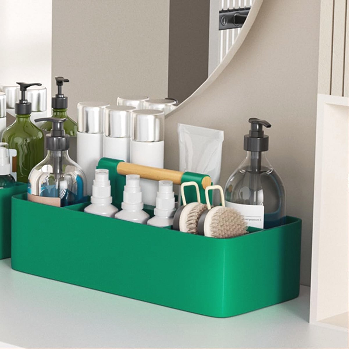 Multifunctionele Stapelbare Organiser voor Keuken, Badkamer en Bureau - Groene Opbergdoos