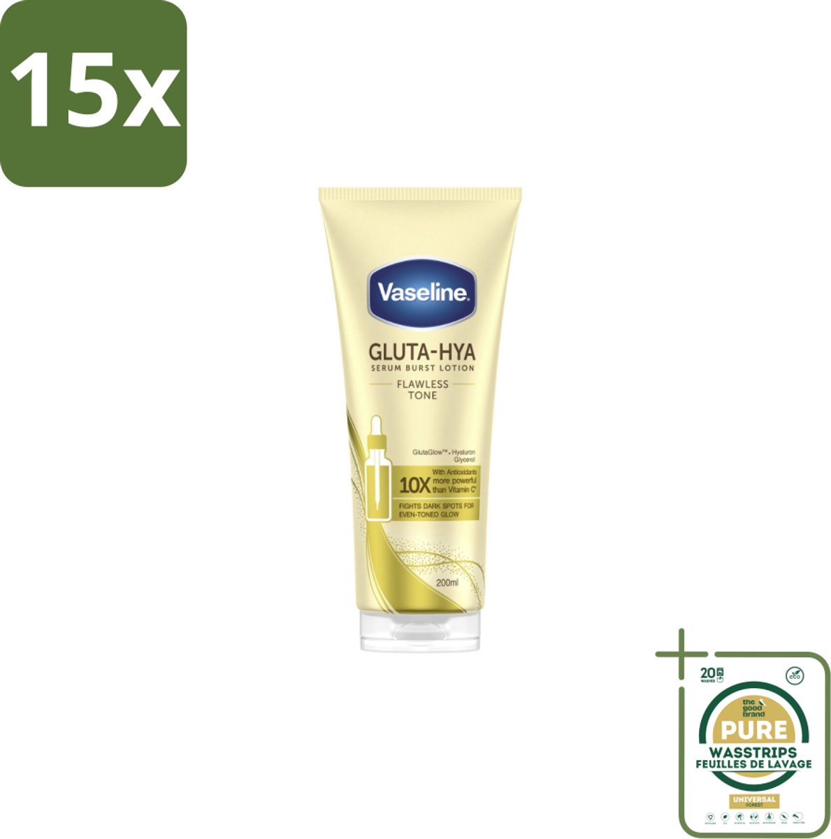 15 x Vaseline – Gluta-Hya Serum – Flawless Glow – 200 ml - Grootverpakking - Koffiezetapparaat