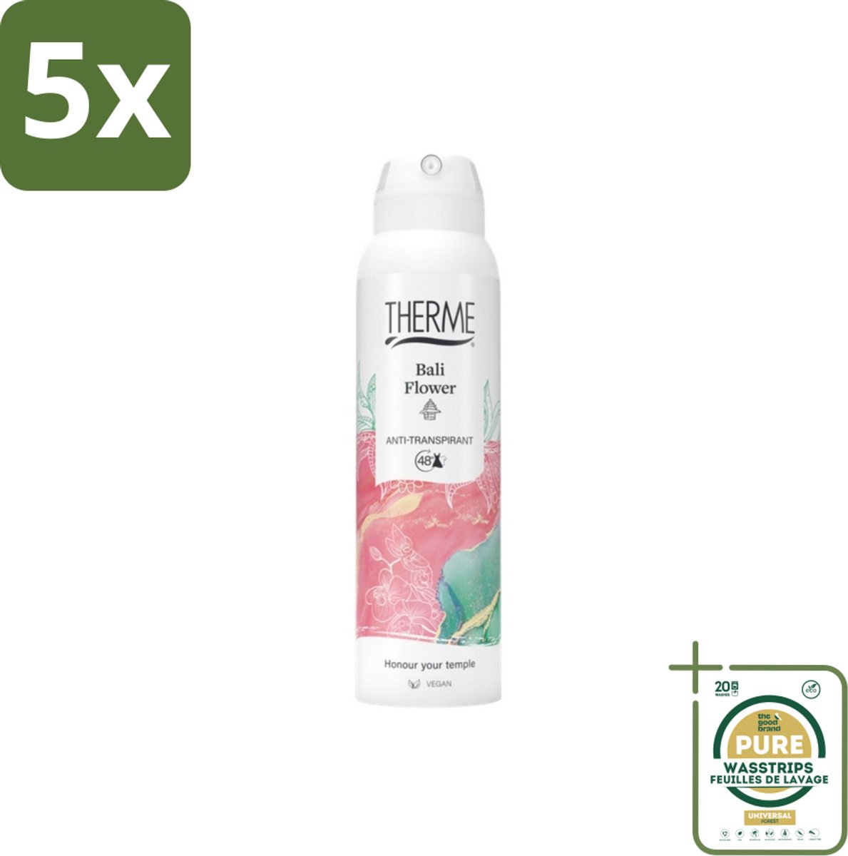 5 x Therme – Anti-Transpirant – Bali Flower – 150 ml - Grootverpakking - Koffiezetapparaat