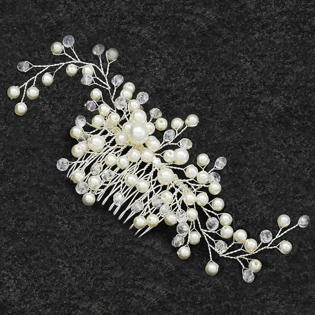 Haarkam met Kristallen en Bloemen voor Bruiloft en Feestelijke Decoratie