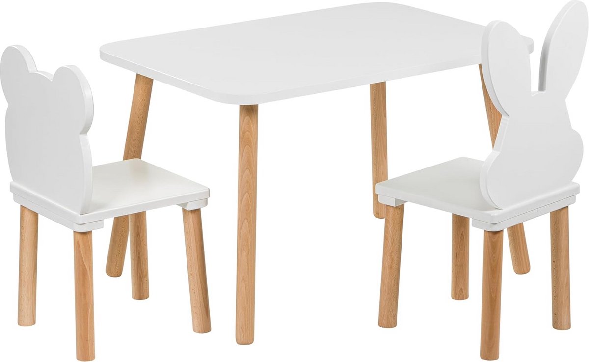 Kindertafel met 2 Stoelen voor Kinderen - Houten Meubels 50 x 70 cm