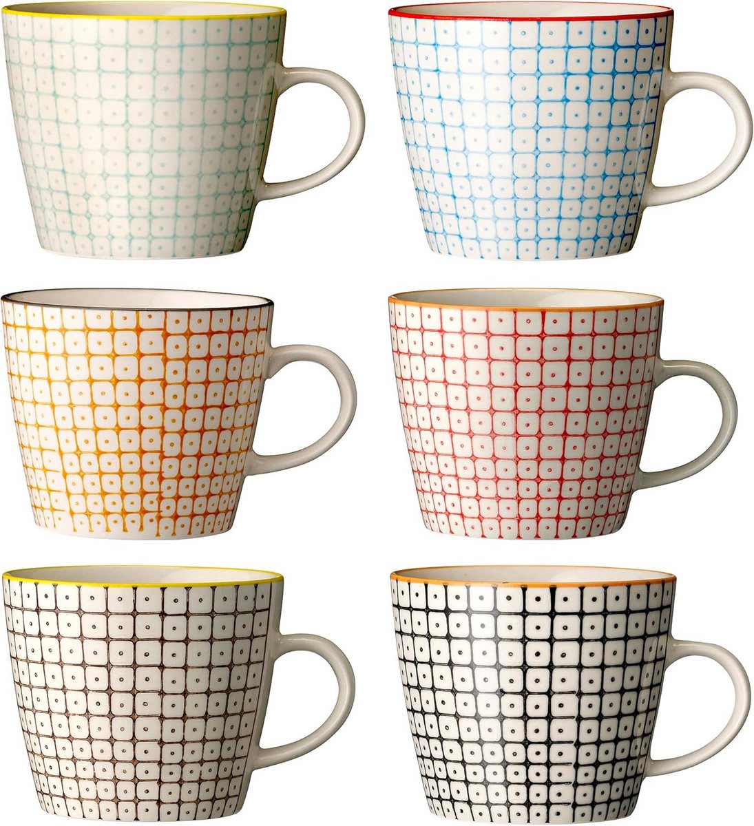 Set van 6 Handgemaakte Mokken in Pastelkleuren