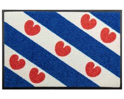 Deurmat Friesland 40cm x 60cm - Antislip - Geschikt voor wasmachine - Kleurecht - Geen schadelijke weekmakers - Gemaakt in Europa - Friese vlag
