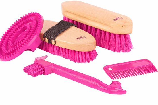 Harry's Horse - Borstelset 5 delig - Hout - Roze Harry's Horse - Borstelset 5 delig - Hout - Roze