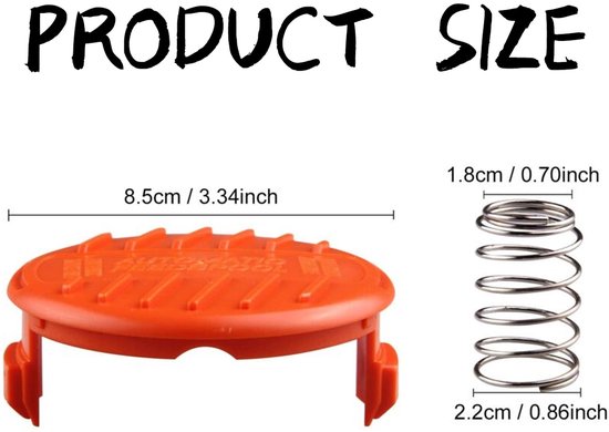 4 Spoelkappen + 4 Veren voor BLACK+DECKER RC-100-P Draadsnoeier - Precisie Passvorm - Eenvoudige Installatie van Merkloos — afbeelding 3