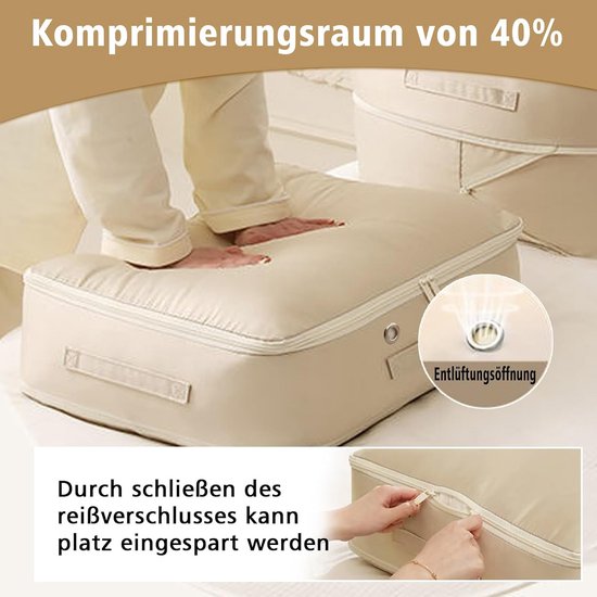 Ruimtebesparende comprimerende organizer voor dekbedden en kledingopslag - Opbergtas (beige, L + XL) — afbeelding 5