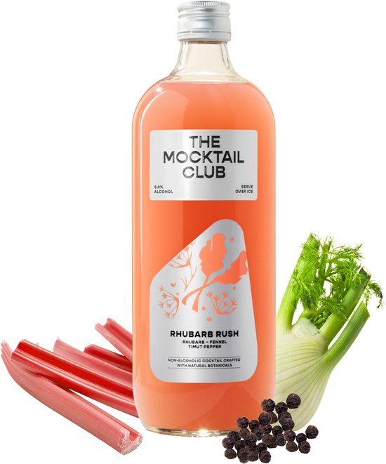 The Mocktail Club - Rhubarb Rush 99 cl - Mocktail - Sans alcool - Prêt à boire - Ingrédients 100% naturels - Faible teneur en sucre