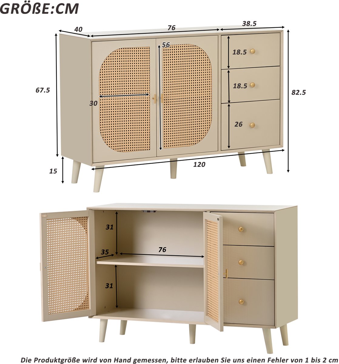 Eetkamer dressoir woonkamer dressoir ladekast staande kast opbergkast tv-meubel met deuren