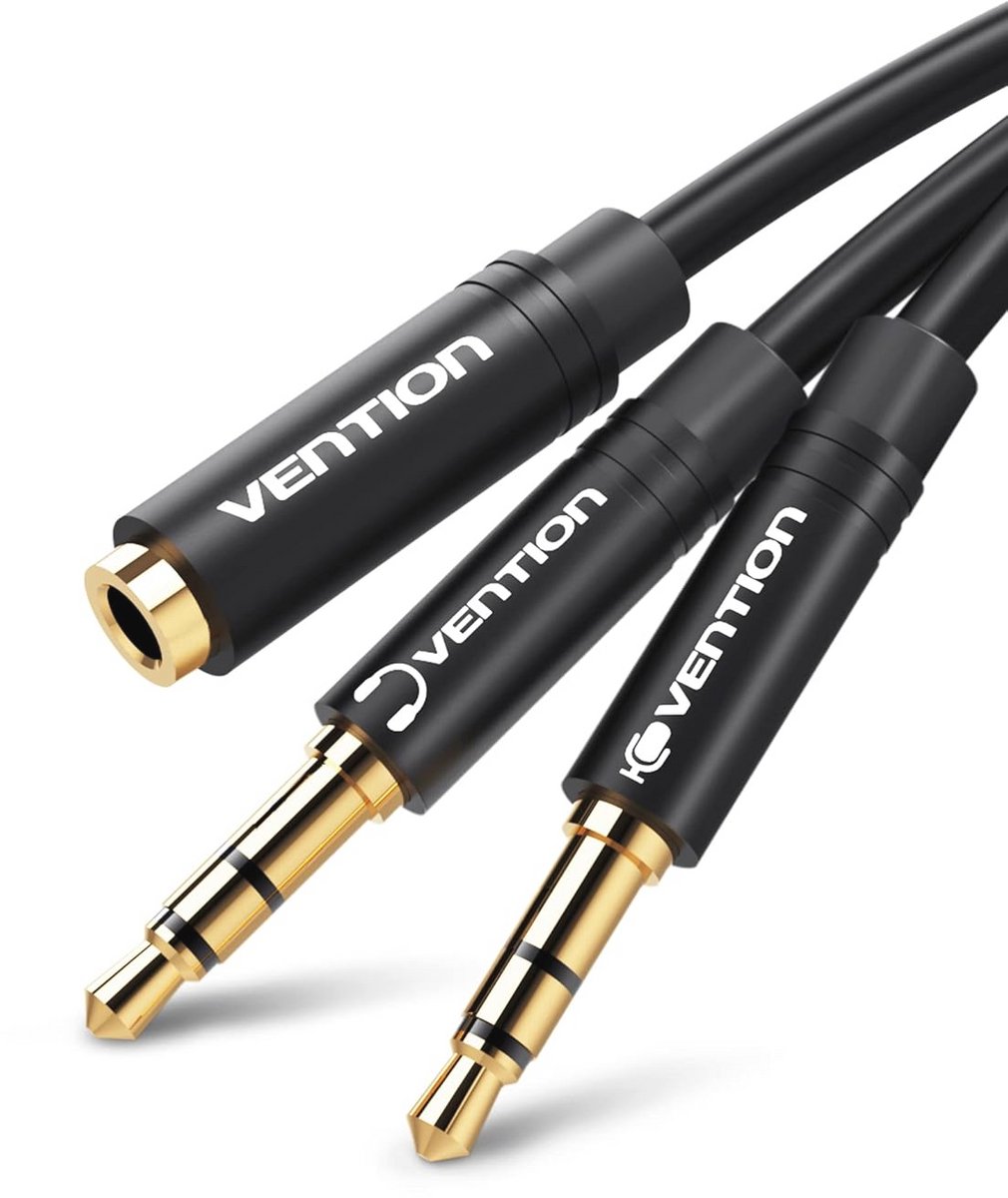 3.5mm Audio Splitter Kabel Y Adapter voor Hoofdtelefoon en Microfoon