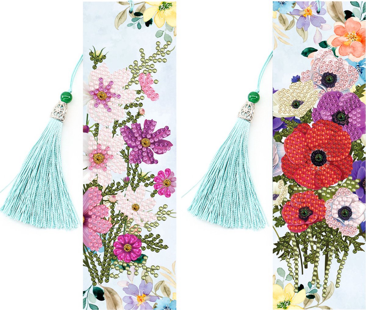 Boekenlegger set van 2 - 29 - Bloemen - diamond painting - compleet pakket - Diamond painting by Wietske