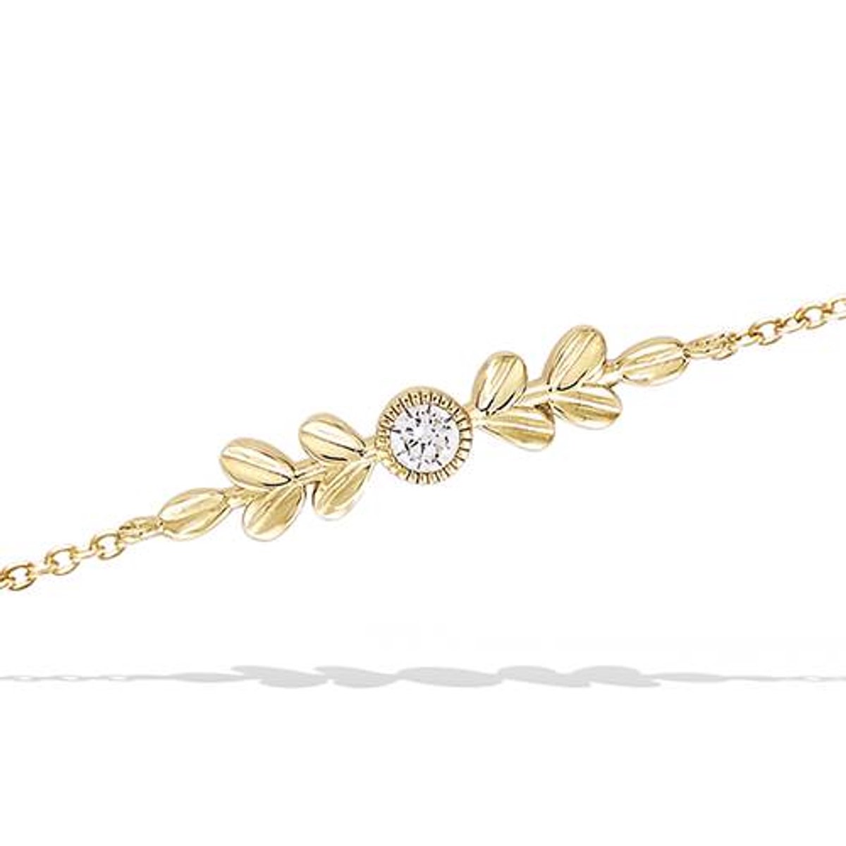 CHIVAL Armband 18K Verguld Goud "Golden Leaf" – Luxe, Hypoallergeen, Zirkonia, Cadeau voor Haar, Liefde, Romantiek, Geschenkverpakking, Glimmend, Sieraad, Kerst