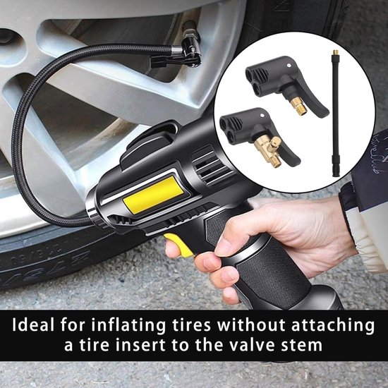 Franse ventieladapter set met 2 stuks en 16 cm slang voor auto, fiets en motor — afbeelding 3