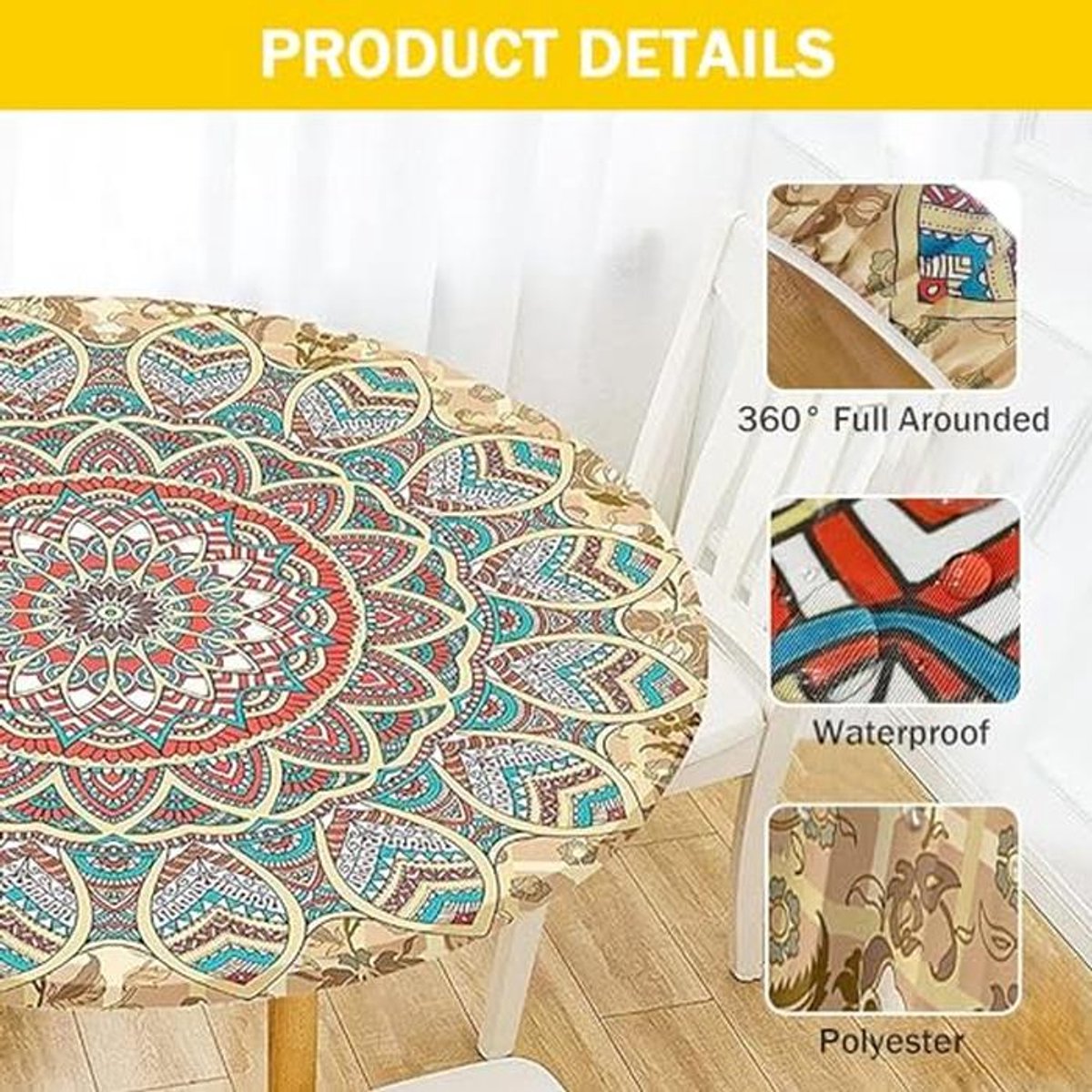 Ronde Tafelkleed 70 cm - Vlekbestendig, Wasbaar en Waterdicht met Elastische Rand