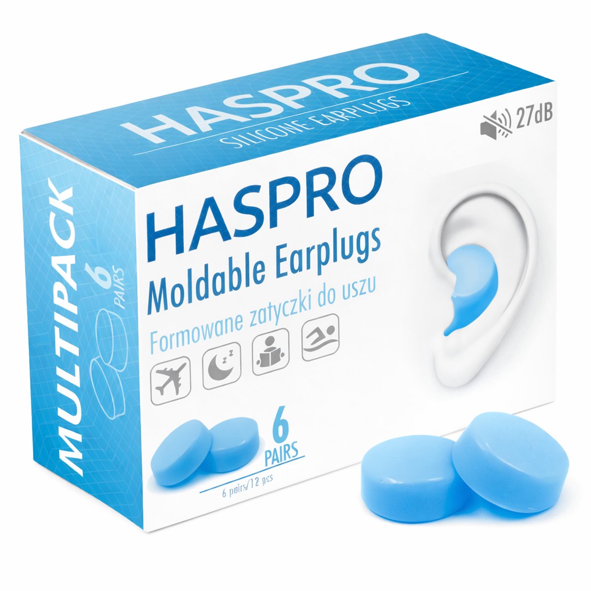 HASPRO Moldable Silicone Oordopjes – 6 Paar – SNR 27 dB - Transparant