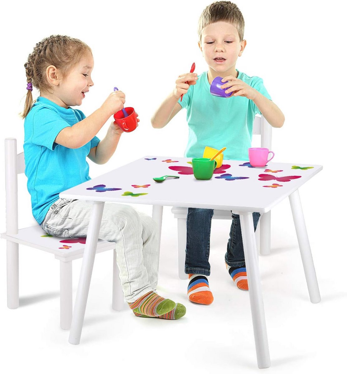 Houten kindertafel met 2 stoelen - Ideaal voor kinderkamers en creatieve ruimtes