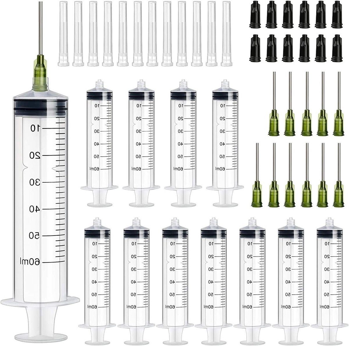 Allecta - Plastic Spuiten 60ml, 12 stuks - Meting - Blunt Needle - Wegwerp - Doseerspuit - Kunststof - Huisdieren - Aquaria - Hobby's - Doe-het-zelf landbouw