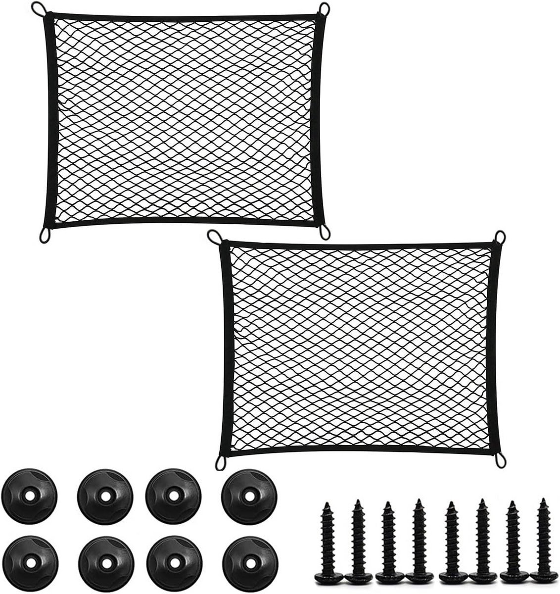2x Fiets Bagagenet met Haken - Elastisch Opbergnet voor Fietsmand, Dakdrager & Motorfiets | 35x25 cm