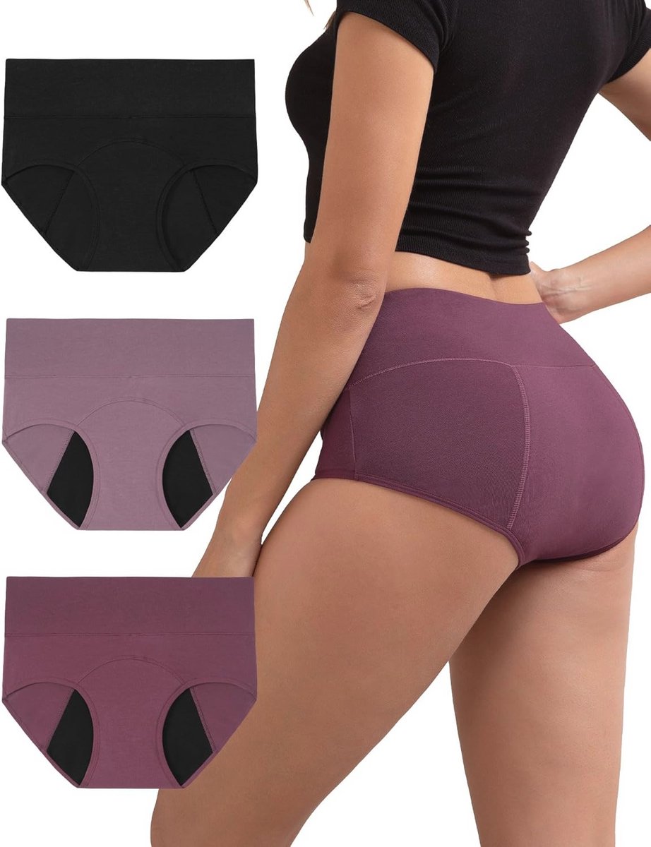 Hoge Taille Menstruatieondergoed voor Licht Bloedverlies - 3-Pack