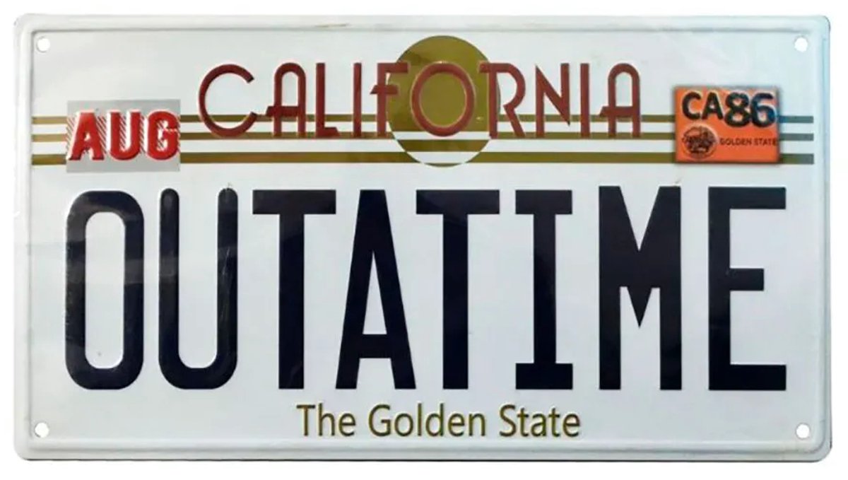 Fanattik Back To The Future Delorean Metalen Kentekenplaat Bord Outatime Wit