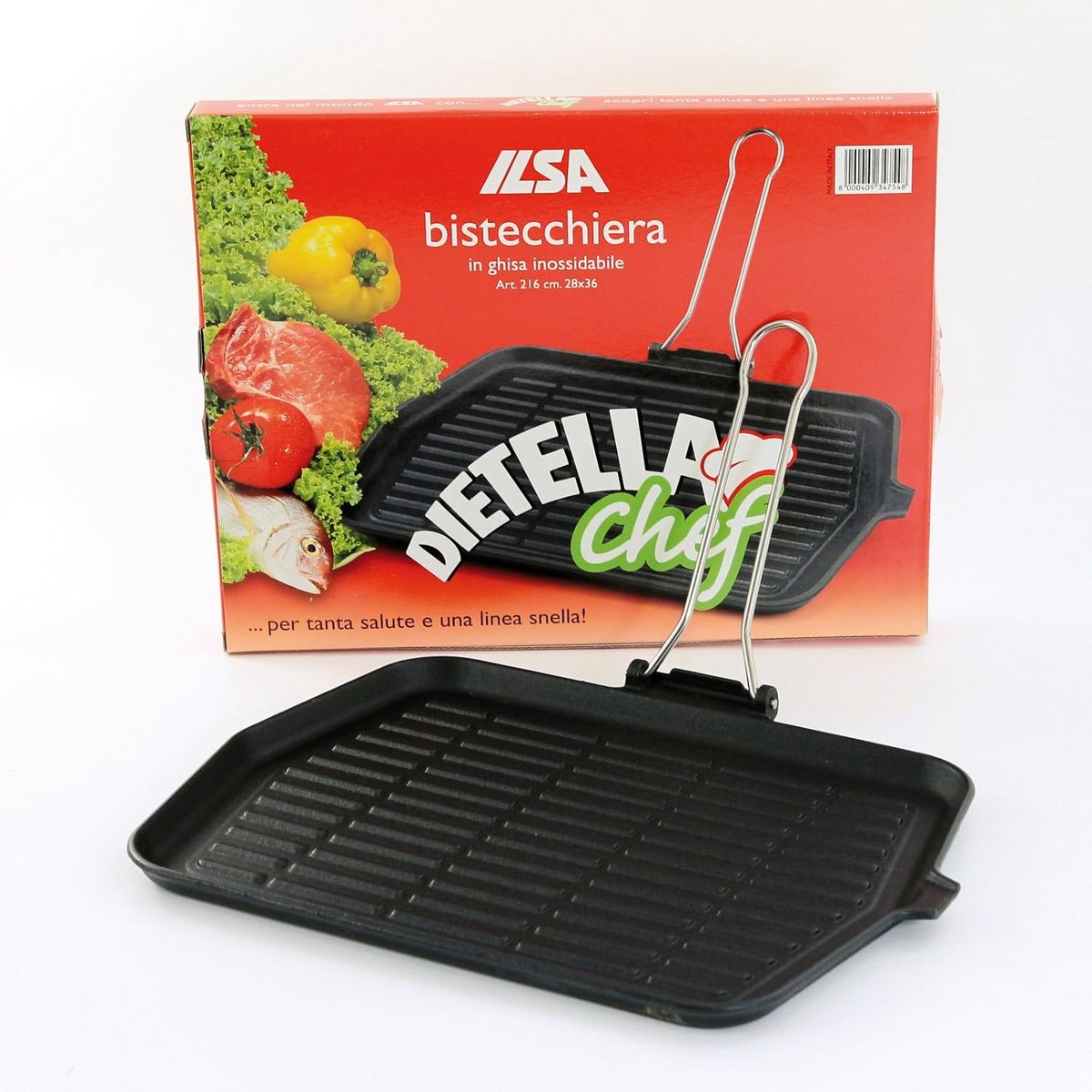 Rechthoekige Grillpan van Gietijzer met Antiaanbaklaag - 28 x 36 cm