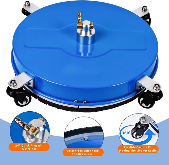 High Pressure Washer - Surface Cleaner - 46 cm - RVS - Snelle Koppeling - 2 Verlengstangen - Accessoires voor Hogedrukreiniger — afbeelding 5
