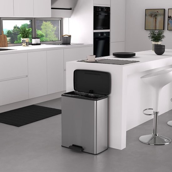 Prullenbak Curver Decobin - 65L - Rectangulaire - Gris Métallisé - Plastique Recyclé