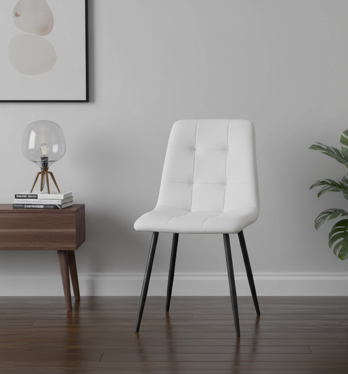 Arendal Luxe Eetkamerstoel Crème met - Zwart - Crème Zwart Metalen Onderstel – - Medahomestore