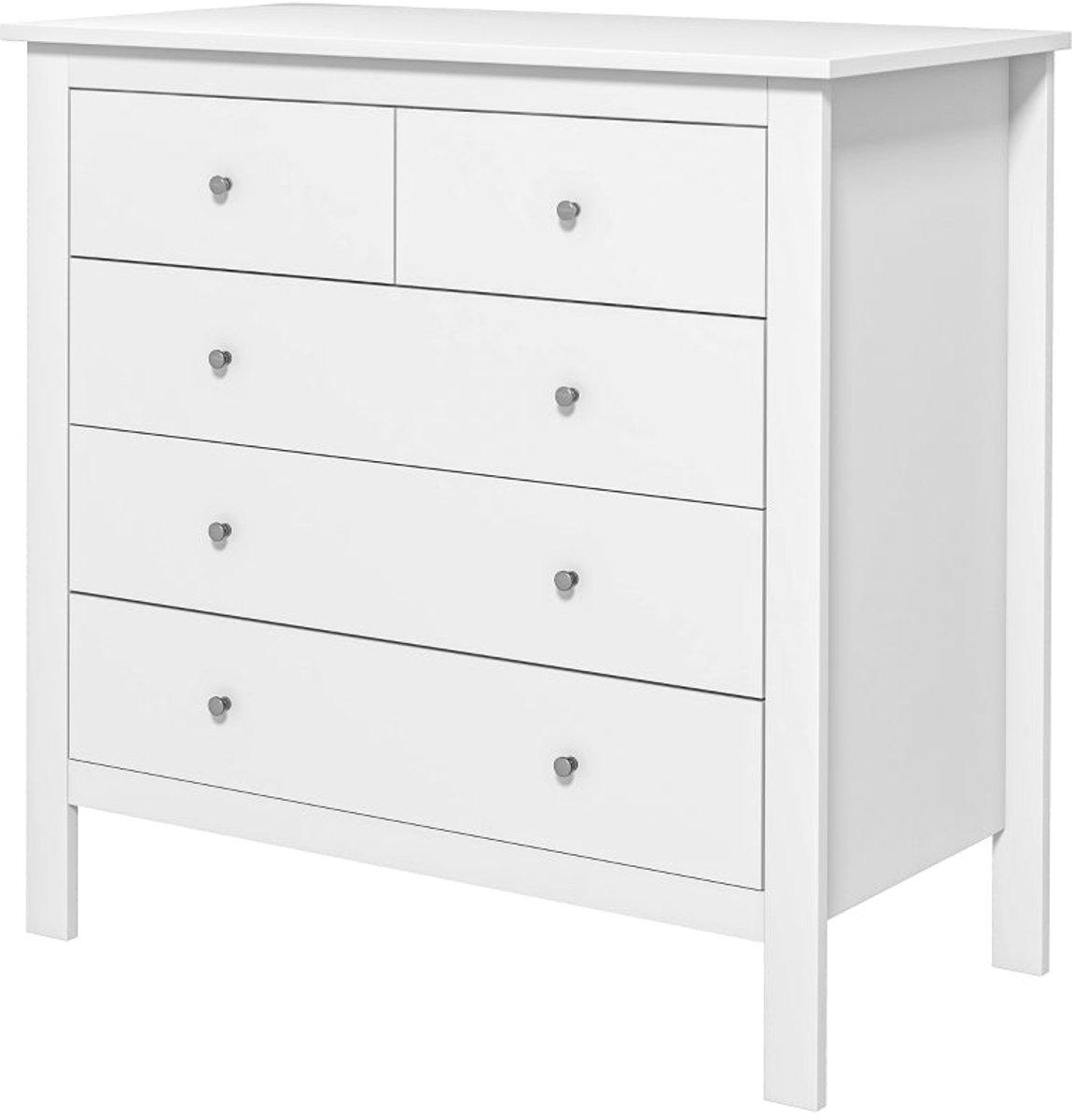 Merax Kommode met 5 Lades – Moderne Ladekast met Soft-Close - Anti-Kantelset & Opbergruimte – 79×39,5×80,5 cm – Wit