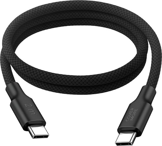 2m USB C naar USB C kabel nylon gevlochten, snellader, stevig, geschikt voor Samsung, iPhone 15/16/17, laptop