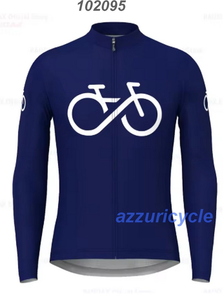 Fietsshirt lange mouw S blauw met opdruk
