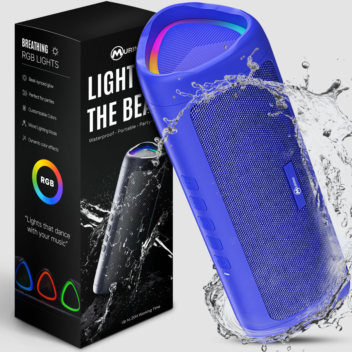 NOTABRICK Enceinte Bluetooth, Étanche IPX67, Bluetooth 5.0 Sans Fil Avec 15W Bass Puissantes