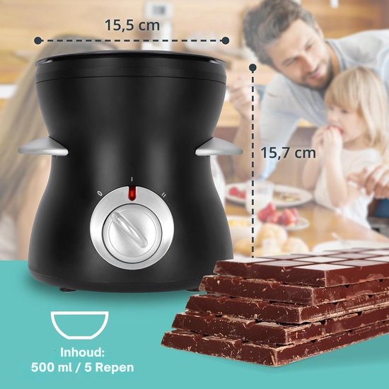 Fondueset - Chocolade Fondue - Fonduepan - 230V - 500ML - Zwart — afbeelding 5