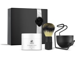 MONTE - Scheerset Giftset M - 4-delig - Scheerzeep, Scheerkwast, Kom & Houder - Vegan - 100% natuurlijk - Shaving Brush - Shaving Soap - cadeau voor hem man