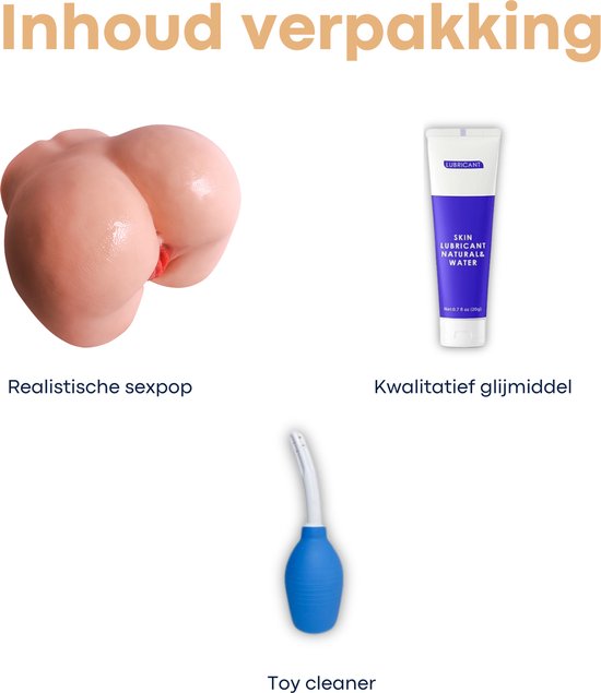 Inhoud: realistisch siliconen bilmodel, glijmiddel en toy cleaner. Tekst: Inhoud verpakking.