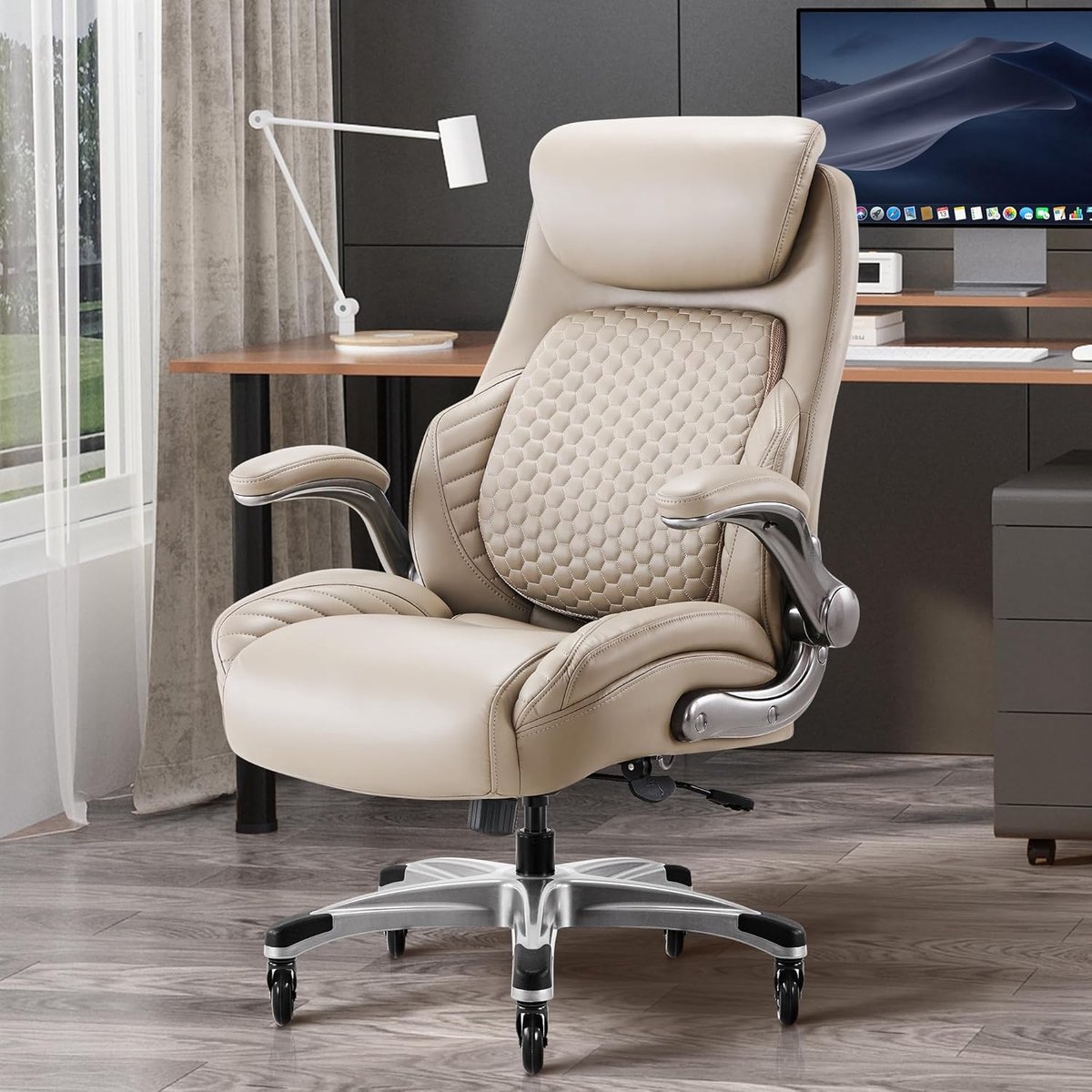 Lux Executive Bureaustoel met Lendensteun - Lendensteun & Opklapbare Armleuningen Ergonomische - Medahomestore