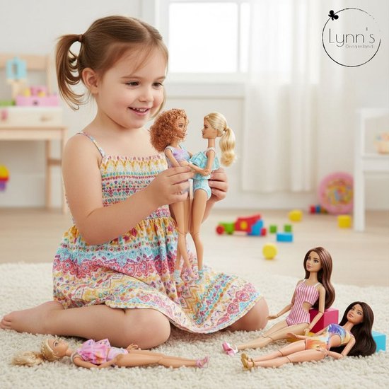 Lynn’s poppenkleertjes - Set ‘Imke’ - Geschikt voor modepop - Set van 3 badpakken, 2 bikini's en 5 paar schoenen - Zwemkleding voor modepoppen - Cadeauzakje van Merkloos — afbeelding 4