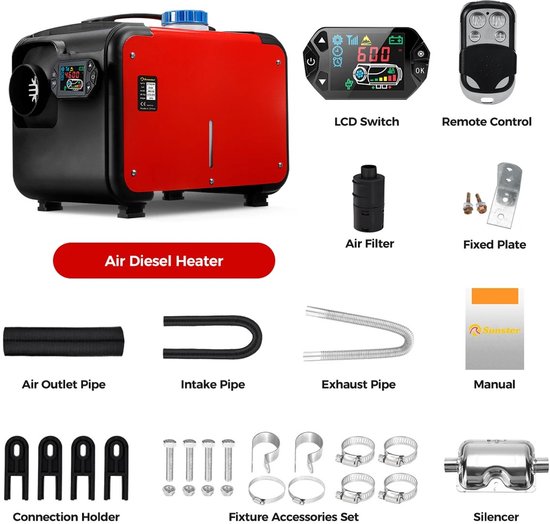 StandHeiz 12V 2KW Dieselstandkachel – Met Afstandsbediening – Voor Camper, Auto, Vrachtwagen & Boot – Compact & Stil – 15-30m³