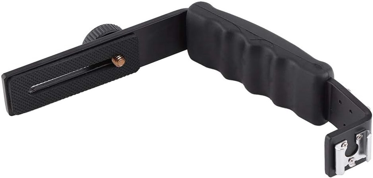 L-vormige flitshouder voor camera's met 2 standaard hot shoe aansluitingen - Geschikt voor universele camera grip en fotografie accessoires, stevig en duurzaam