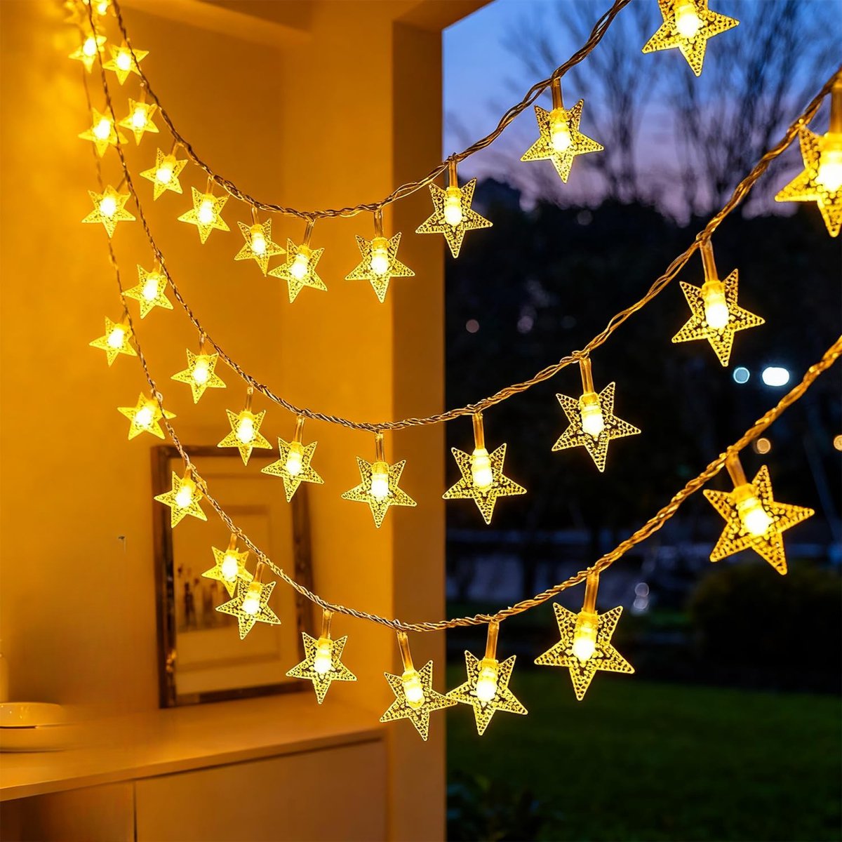 FLOOQ - Kerstverlichting sterren 50 led's - Kerstdecoratie voor binnen - Kerstboomversiering - Ster - Buiten