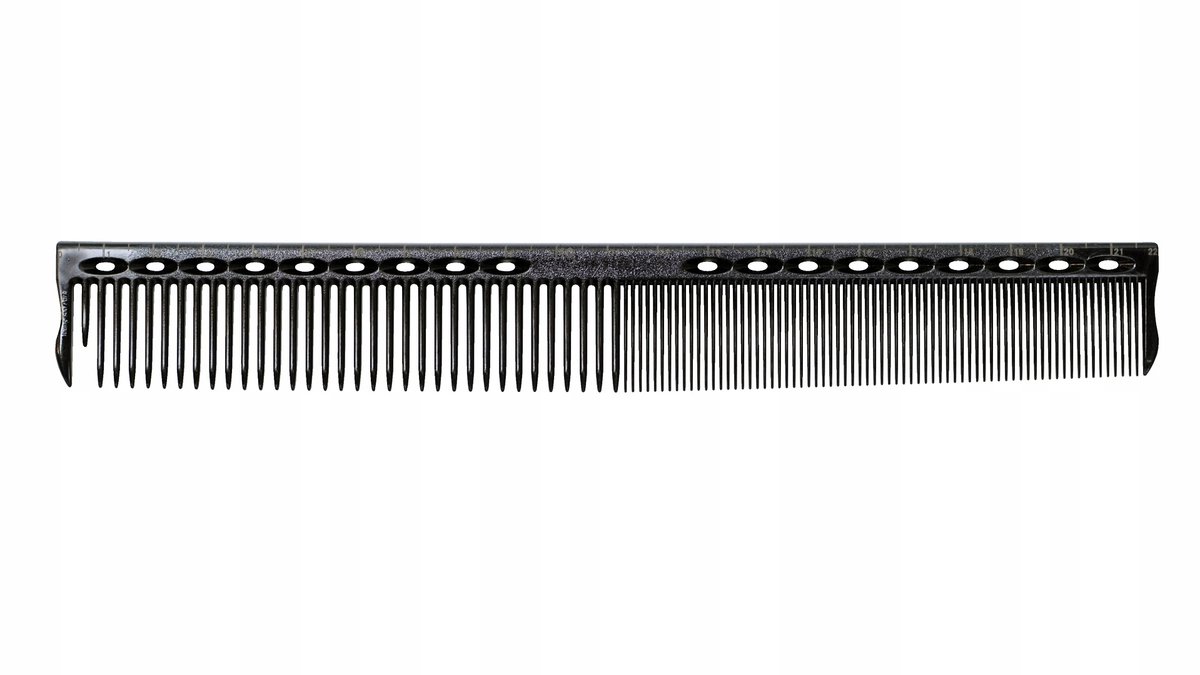 Y.S. PARK G45 Zwarte Professionele Kapperskam met Meetlat 22cm