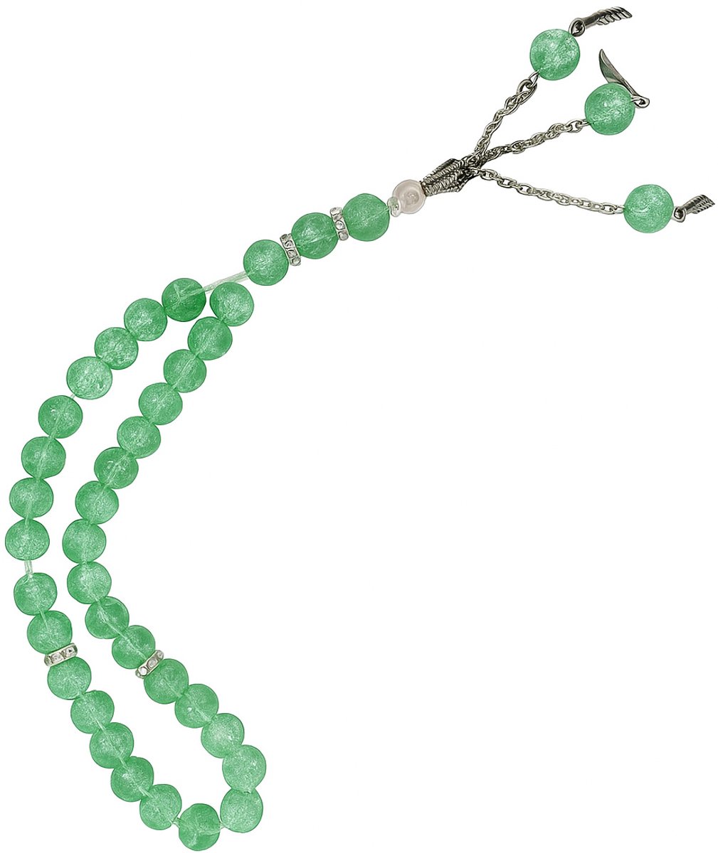 Baraka Treasures Luxe Kristal Tasbih - Tasbih - 33 Kralen - Crackle Glas - Islamitische Gebedskralen - Misbaha - Subha - Handgemaakte Kwaliteit - Voor Dhikr & Cadeau - Groen