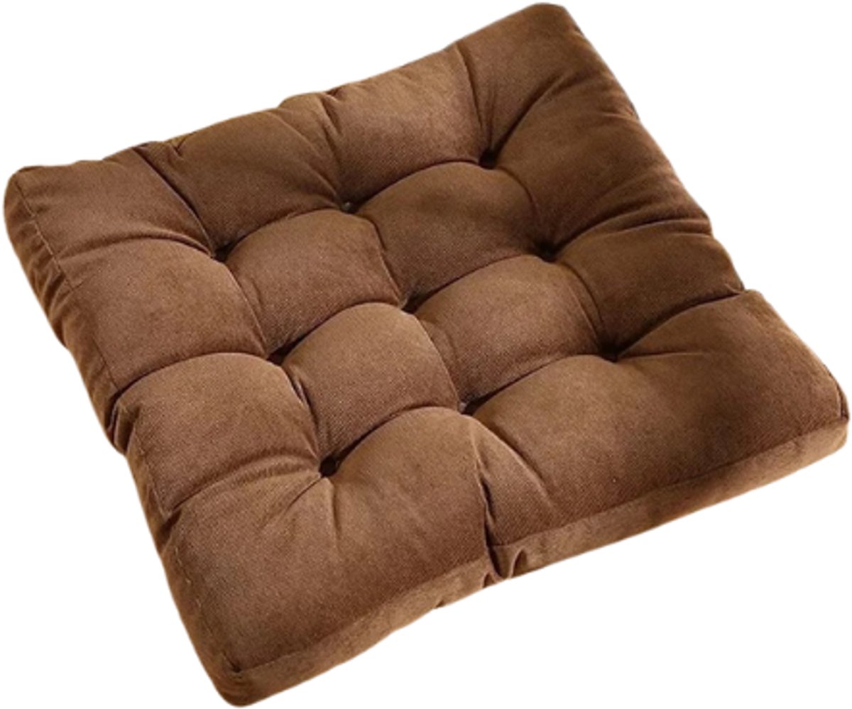 Meditatiekussen - Vloerkussen - 50x50 cm - Vierkant - Bruin / Coffee - Handgemaakt - Japandi stijl - Extra Dikke Vulling - Voor Yoga - Meditatie - Lezen
