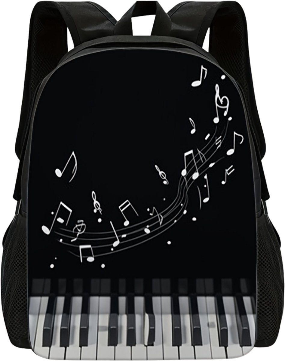Muziek Rugzak | Pianopatroon Rugtas | Rugzak Meisje | Rugzak Jongens | Rugzak dames | Mooie rugzakken met Piano | 15 liter | Kinder Rugzak