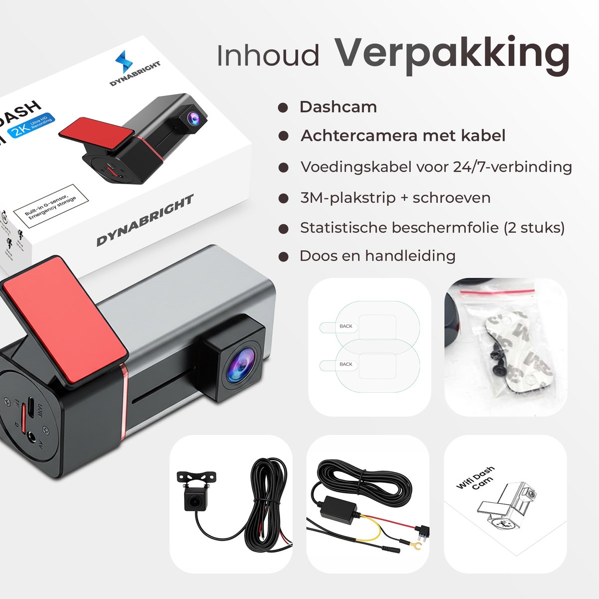 Dynabright Dashcam 4K – Incl. 32GB kaart - Met Achteruitcamera (1080p) – Nachtzicht – Dashcam Voor Auto - Wifi – GPS – Parkeermodus – Dashcams - 170° Groothoek – G-Sensor Noodvergrendeling – foto 7