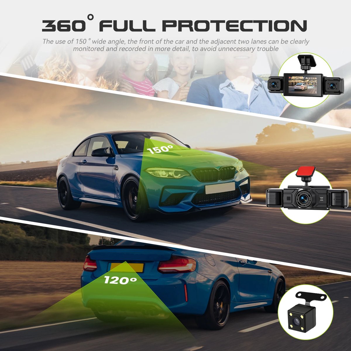 CYRO - Dashcam - Dashcam voor Auto - Dashcam voor auto Voor en Achter - Nachtzicht - Bewegingsdetectie - Parking Monitor - Zwart – foto 3