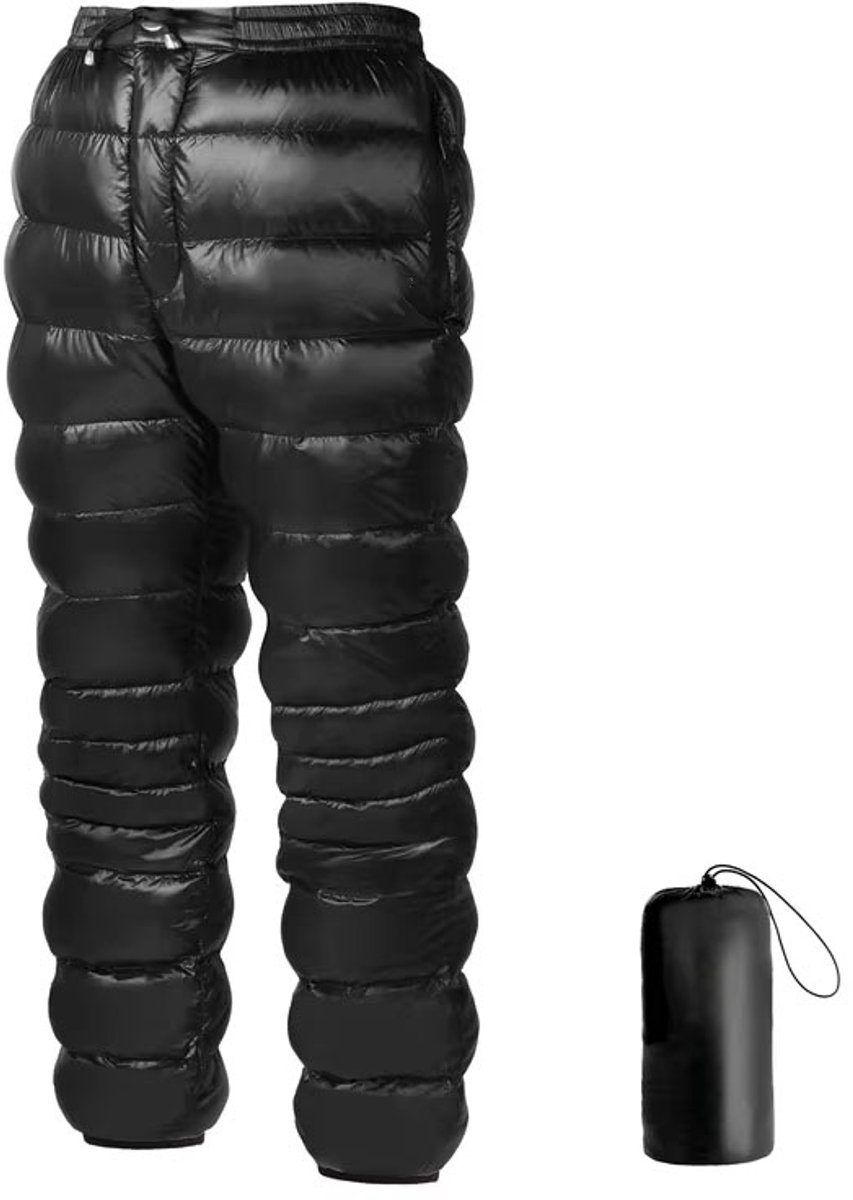 Ultralichte Warme Donsbroek 800FP – Wind- en Waterdichte Ski- & Wandelbroek voor Wintersport Winterwandelen Camping Trekking en Sneeuwactiviteiten Zwart
