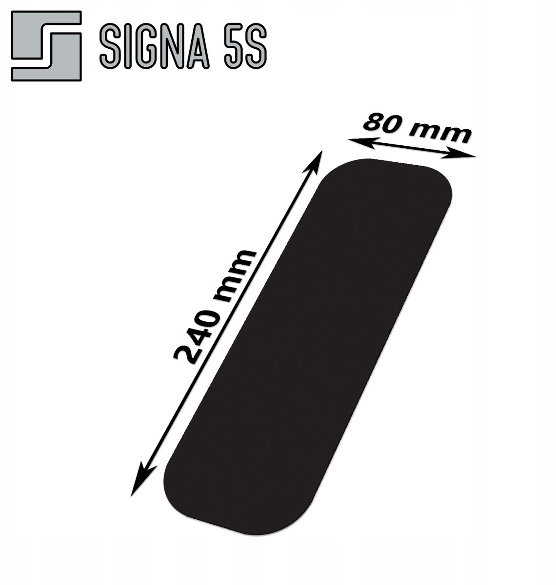 SIGNA 5S Vloermarkering Form I 80x240mm Zwart - Duurzaam PVC