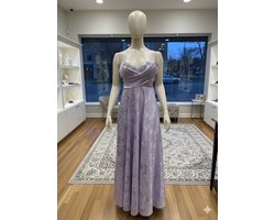 Lange Satijnen Avondjurk Dames – Elegante Gala Jurk met Kant & Verstelbare Bandjes – Luxe Feestjurk - Lavender